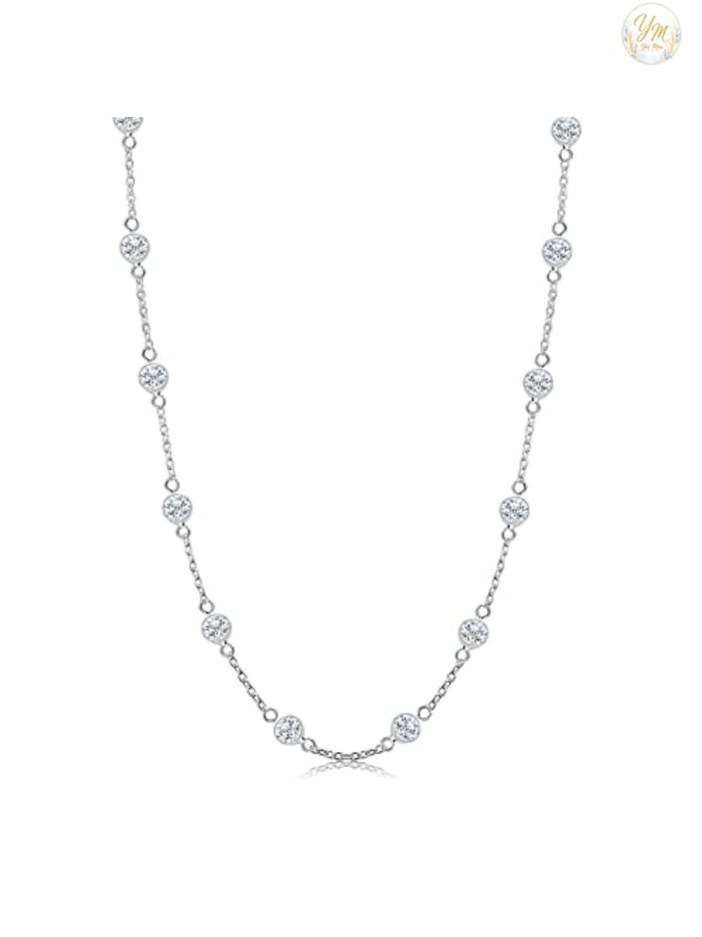 Sterling Silver CZ Station Necklace Women's 16-24"